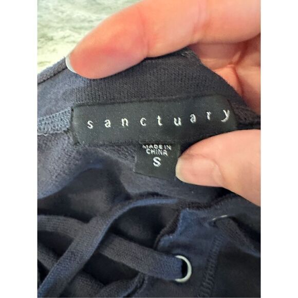 Sanctuary Black Camo Lace-Up Sweatshirt Size Small - Picture 5 of 6